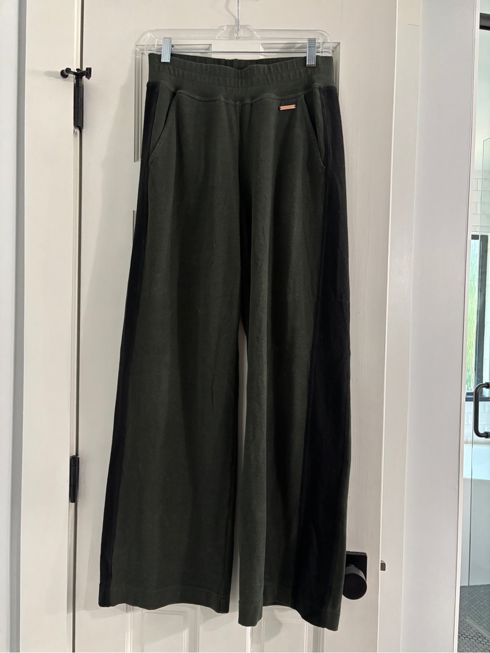Sweaty Betty Fleece Wide Leg Track Pants Green